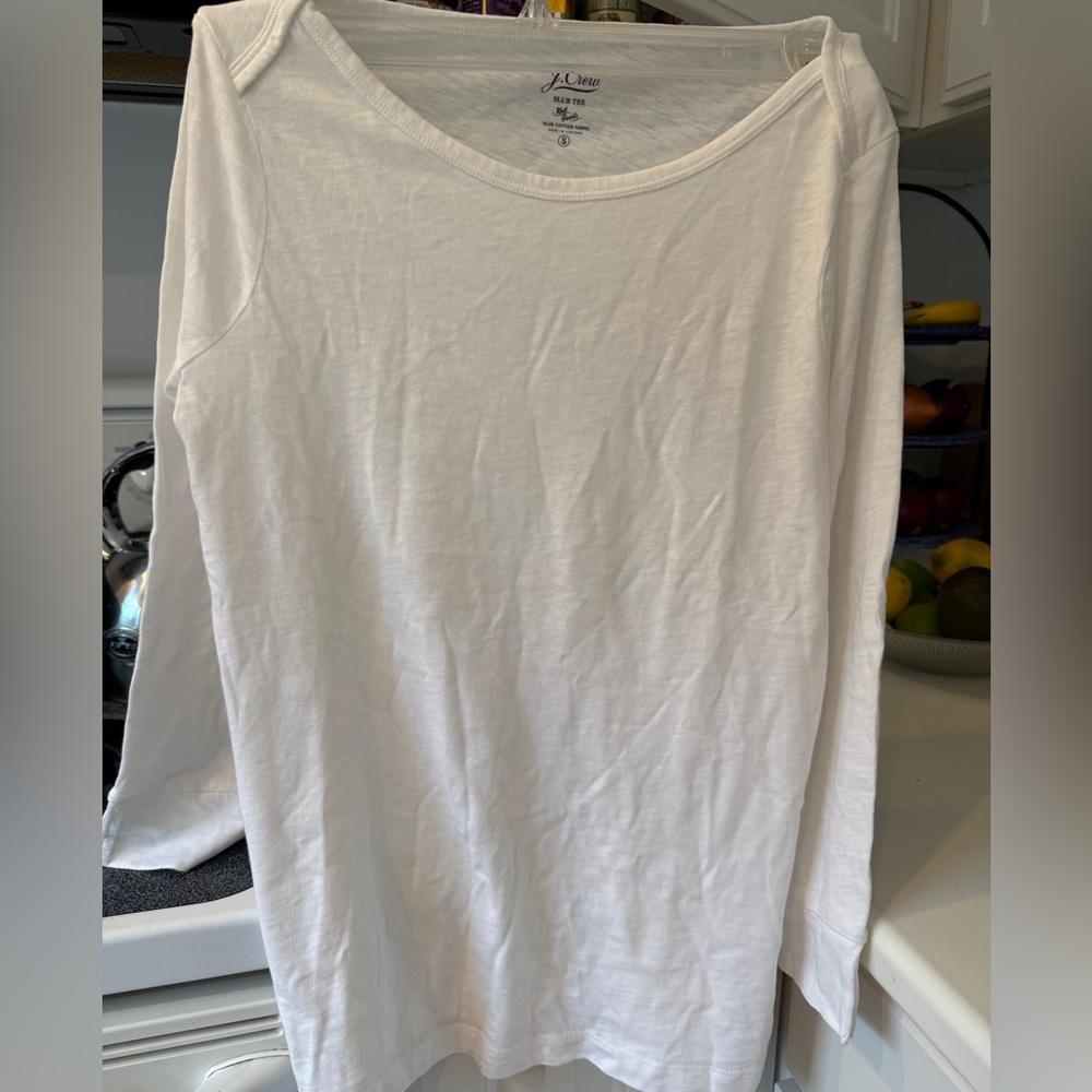 J. Crew White Boatneck Long Sleeve